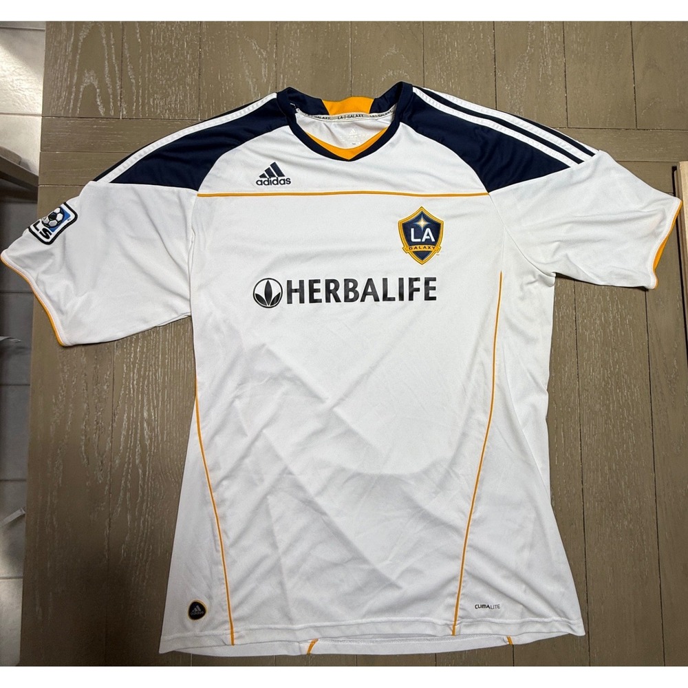 Adidas‎ LA Galaxy Jersey Mens XL White Navy Gold Herbalife MLS Soccer Shirt